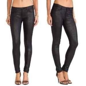 Mother black “leather/suede” The Looker jeans in “Look but don’t Touch” 31